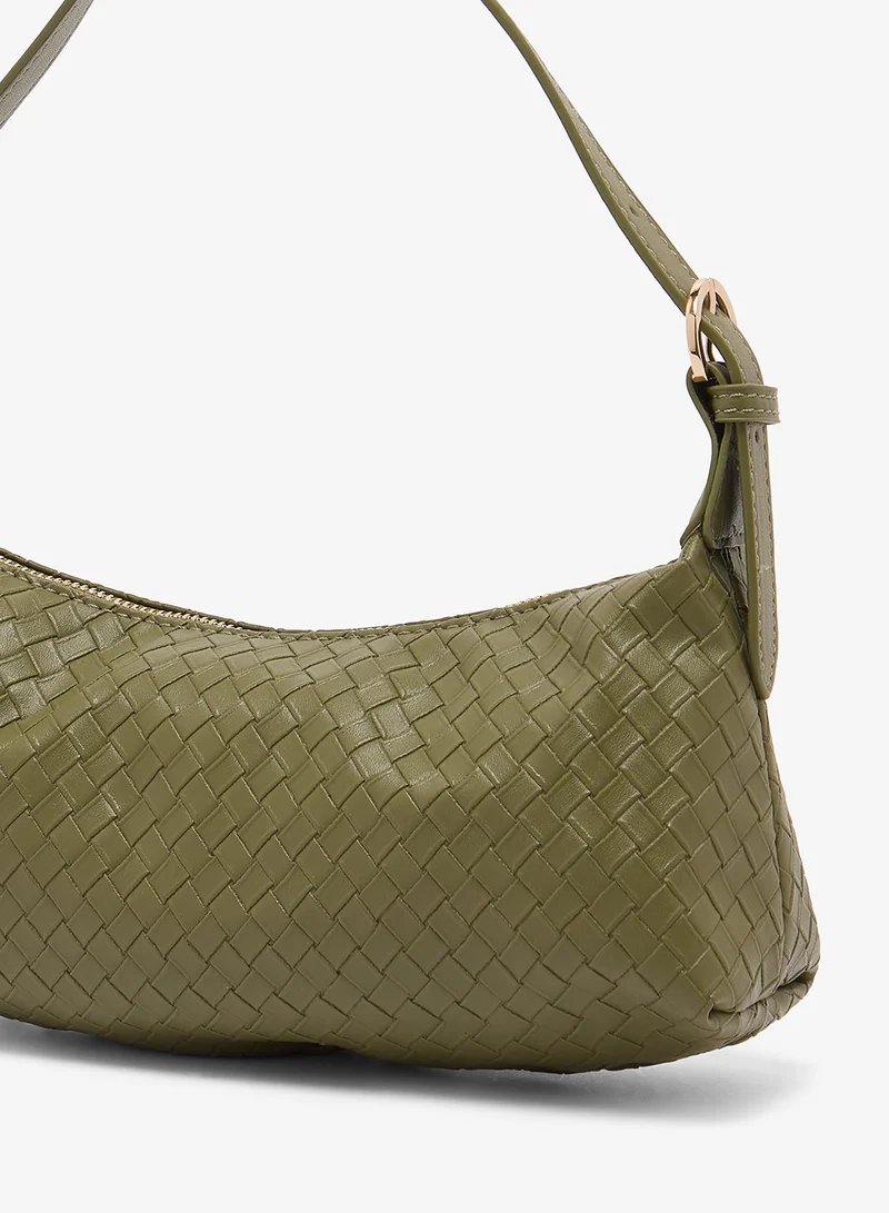 GLAMOROUS LIGHT OLIVE Green Woven Slouch Shoulder Bag for Women | Best Price UAE
